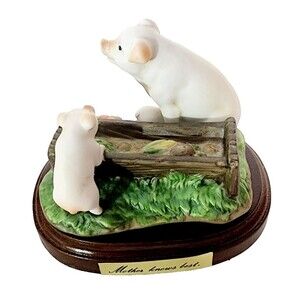 Lefton Figurine Trinket Pig Piglet Farmhouse Farm Mother Knows Best Vtg w/ Base